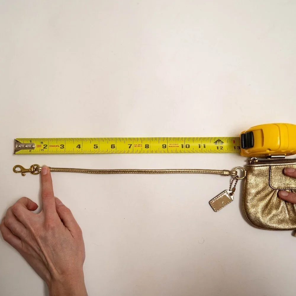 Coach Y2K Gold Leather Wristlet - Picture 11 of 13